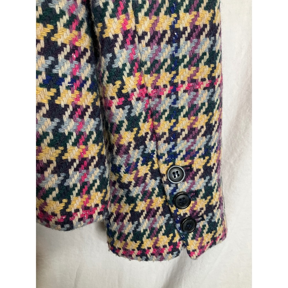 NEW Central Park West Wool Blazer Colorful Houndstooth Dickie Hoodie Preppy M - Picture 7 of 12